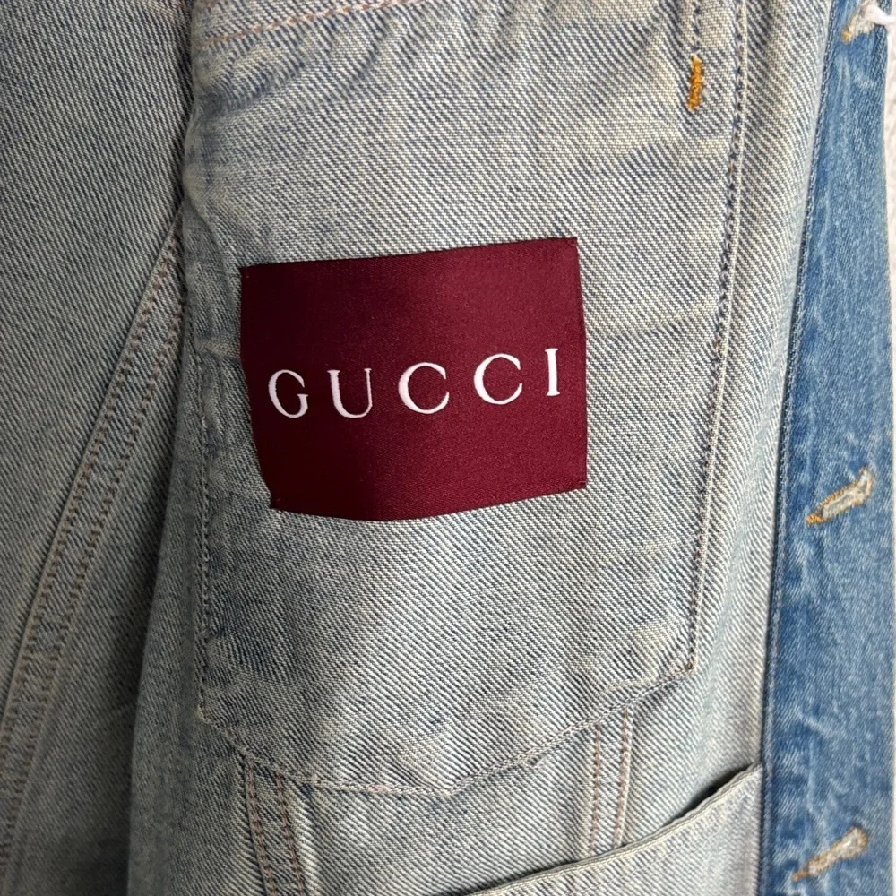 Gucci GG Logo Collared Button Up Denim Men's Jacket sz 54/XXL